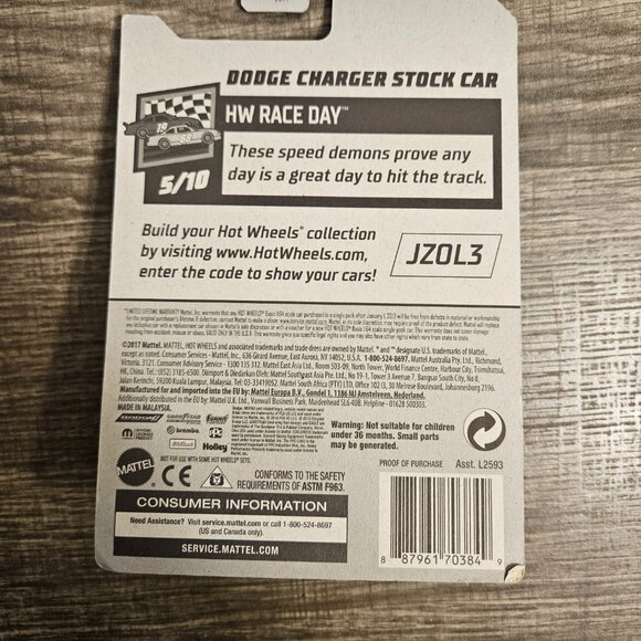 Hot Wheels Dodge Charger Stockcar.  HW Race Day -- ITEM #2076 - Picture 2 of 2
